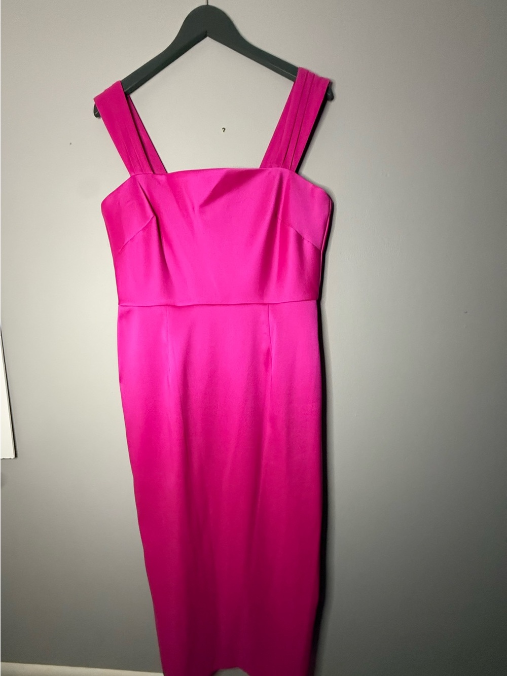 Alex Marie Hot Pink Square-Neck Midi Dress